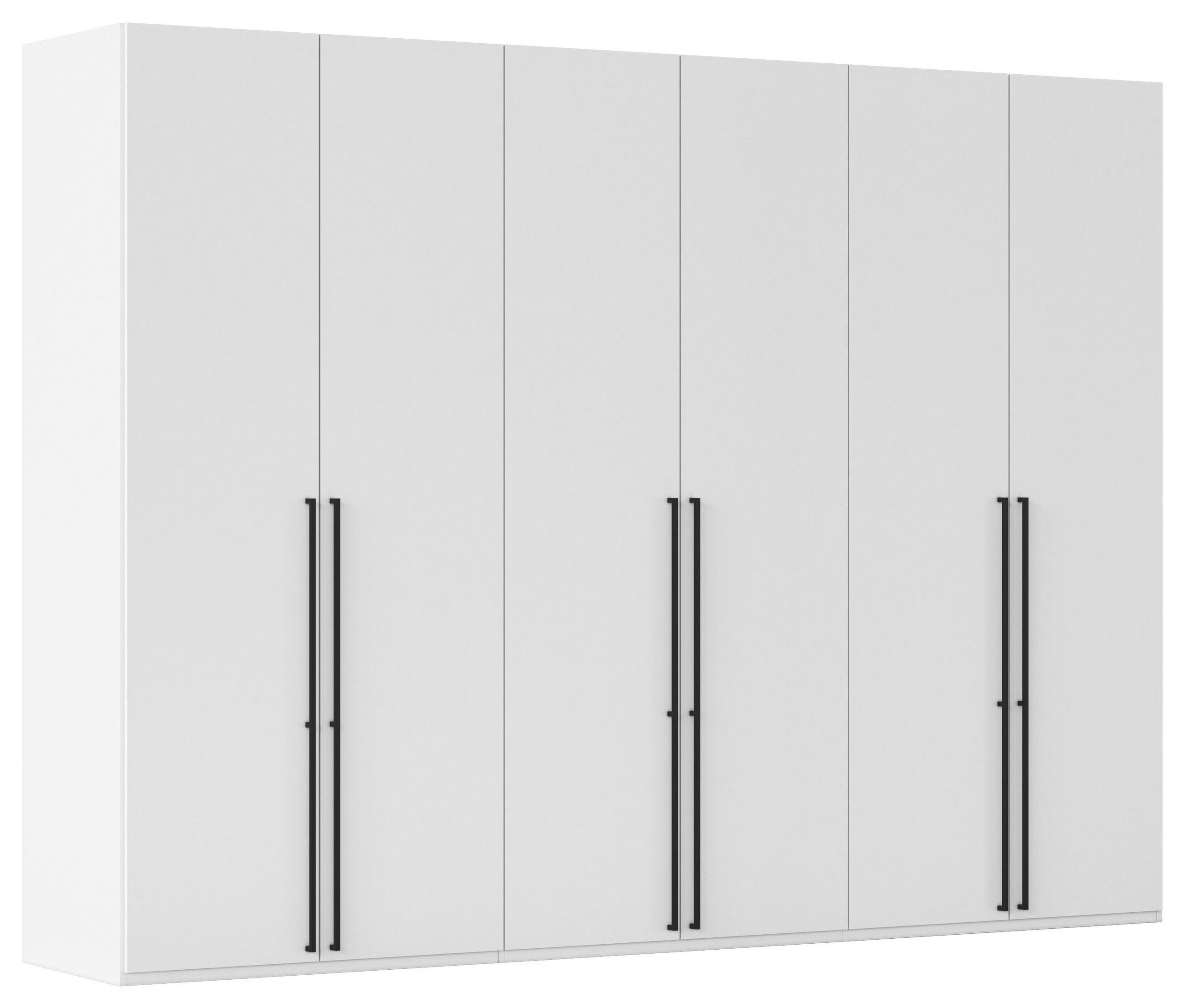 DREHTÜRENSCHRANK 301/223/61 cm,  in Weiß, 6-türig  - Schwarz/Weiß, Basics, Holzwerkstoff/Metall (301/223/61cm) - Novel
