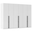 DREHTÜRENSCHRANK 301/223/61 cm,  in Weiß, 6-türig  - Schwarz/Weiß, Basics, Holzwerkstoff/Metall (301/223/61cm) - Novel