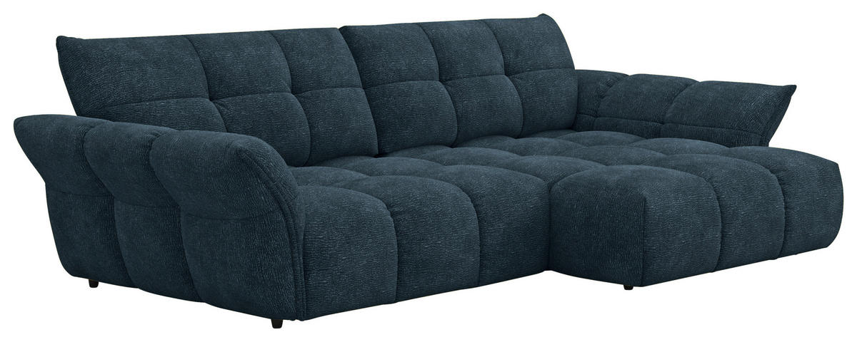 ECKSOFA Dunkelblau Chenille Rücken echt  - Schwarz/Dunkelblau, Design, Kunststoff/Textil (312/177cm) - Welnova
