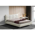 POLSTERBETT 180/200 cm,  in Creme, gepolstertes Kopfteil,  - Creme/Schwarz, Design, Leder/Metall (180/200cm) - Esposa