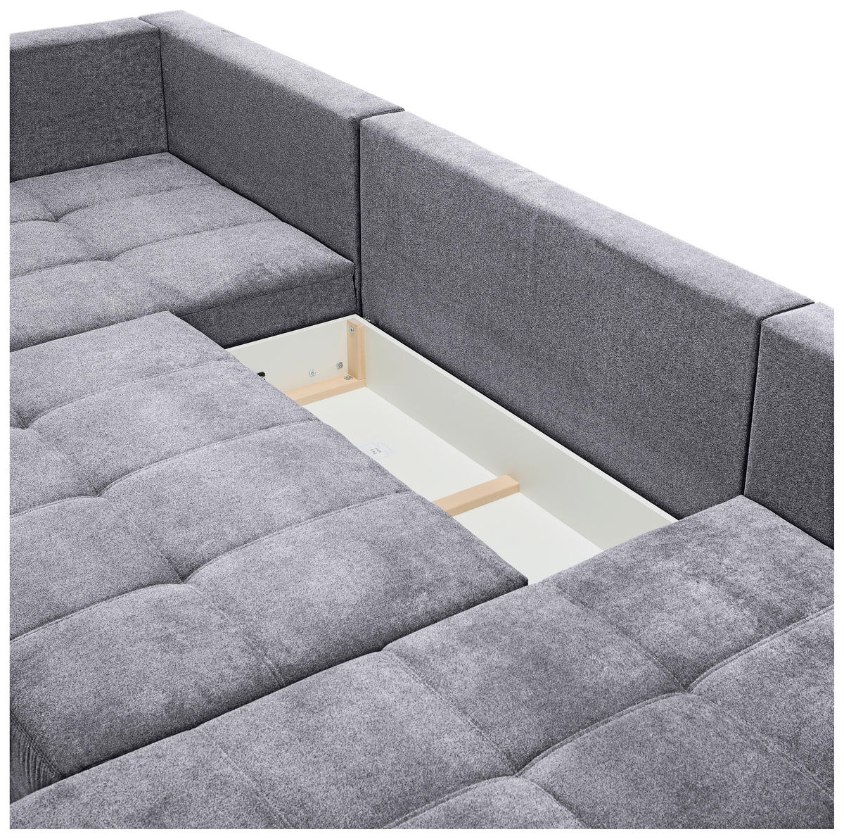 WOHNLANDSCHAFT in Velours Grau  - Chromfarben/Grau, Konventionell, Kunststoff/Textil (198/363/170cm) - Hom`in