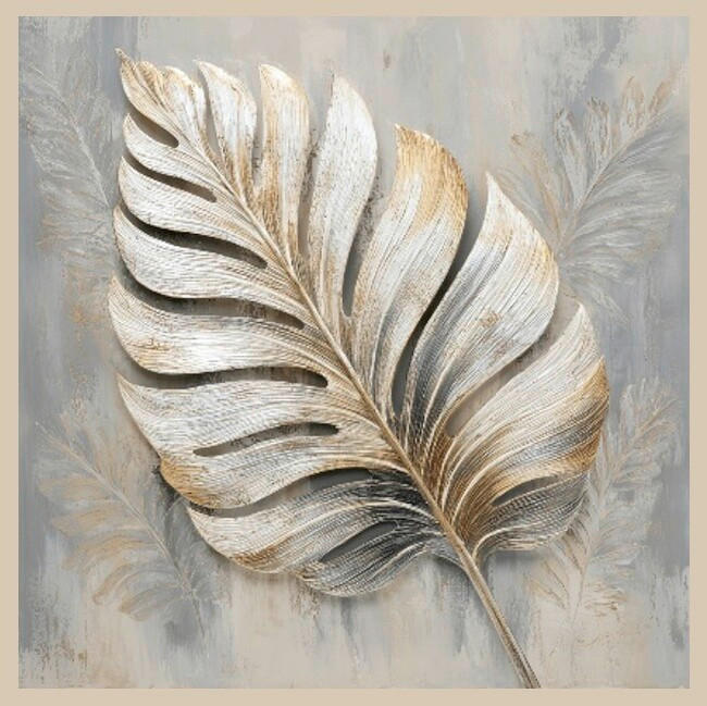 Euroart Leinwandbild Silver Leaves II Mehrfarbig 55x55 cm