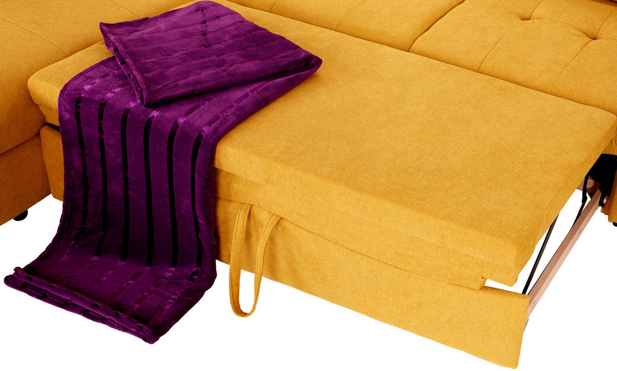 WOHNLANDSCHAFT in Webstoff Currygelb  - Currygelb/Schwarz, Modern, Kunststoff/Textil (233/311cm) - MID.YOU