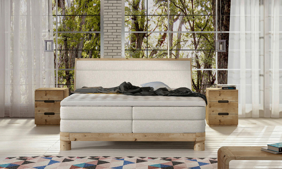 BOXSPRINGBETT 140/200 cm  in Naturfarben  - Eichefarben/Naturfarben, Natur, Holz/Textil (140/200cm) - Valnatura