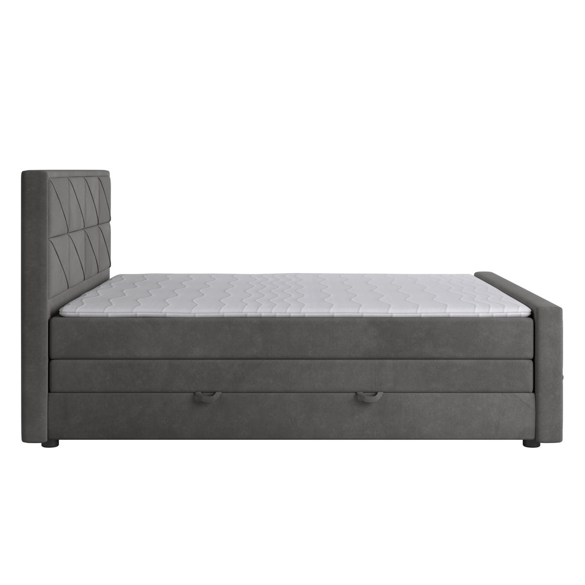 BOXSPRINGBETT 180/200 cm  in Anthrazit  - Anthrazit/Schwarz, MODERN, Karton/Holzwerkstoff (180/200cm) - MID.YOU