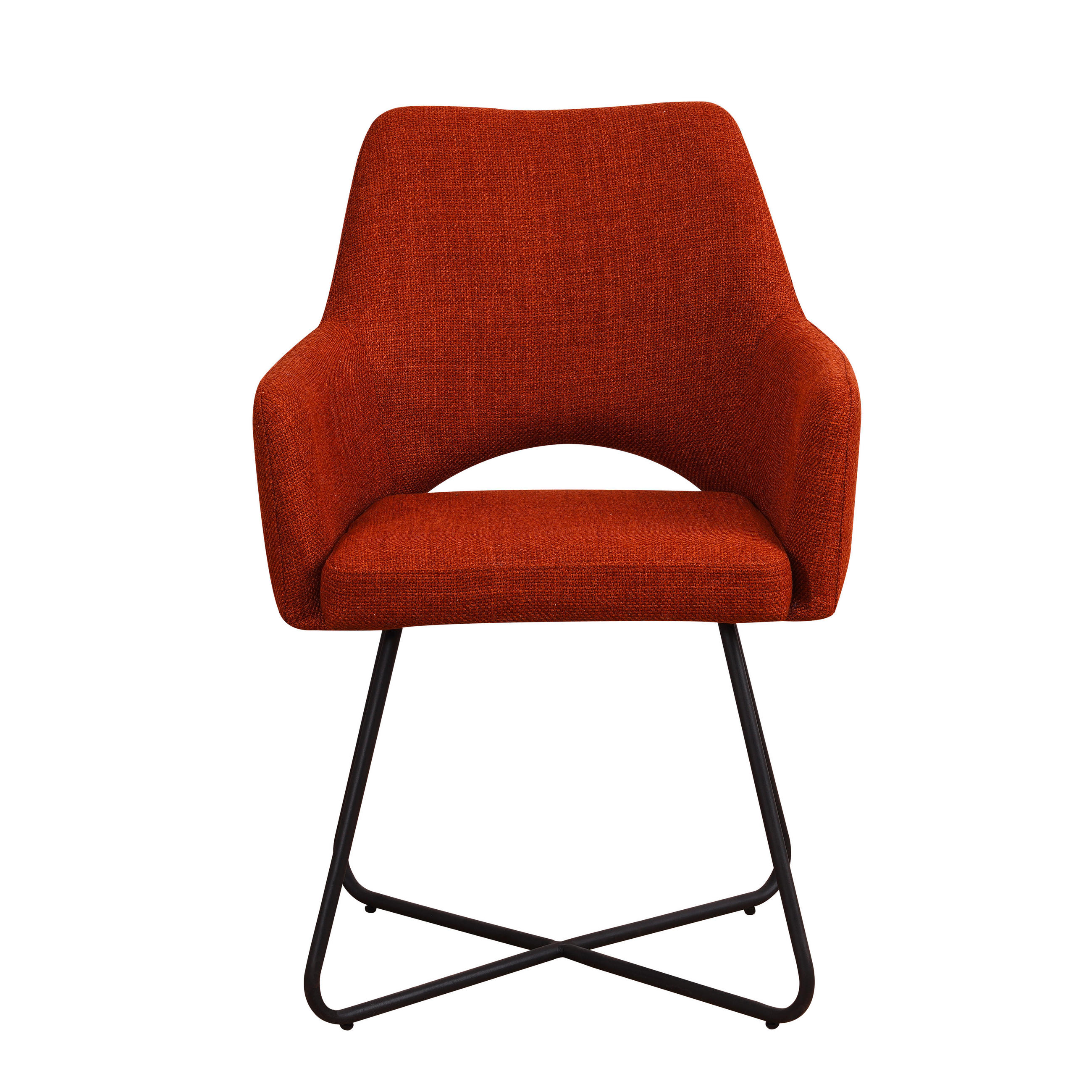 ARMLEHNSTUHL  in Webstoff  - Schwarz/Orange, MODERN, Textil/Metall (60/88/63,5cm) - MID.YOU