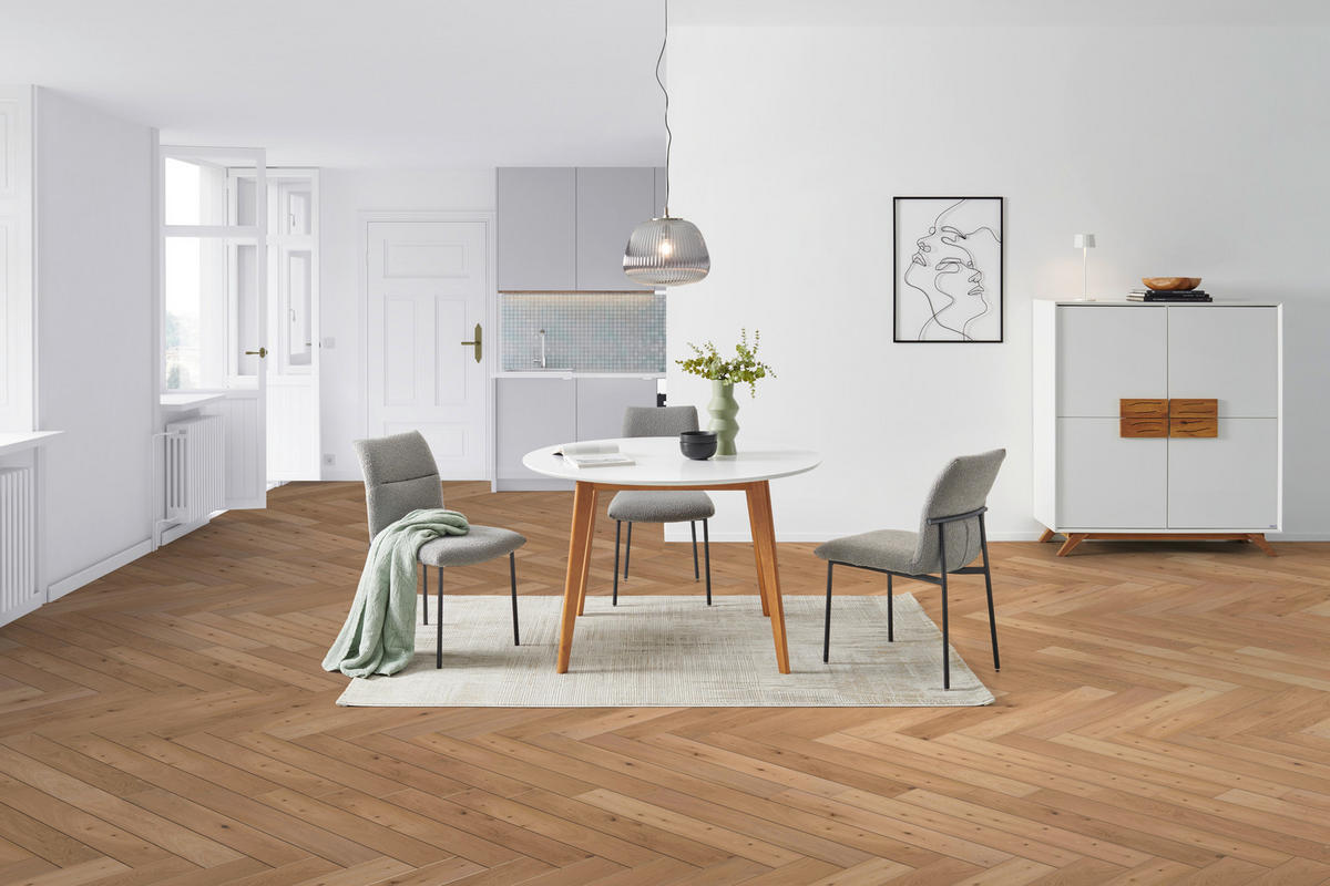 ESSTISCH in Holz 120/120/76 cm  - Eichefarben/Weiß, Design, Holz (120/120/76cm) - Livetastic