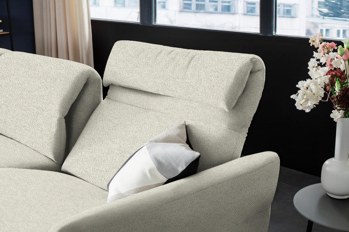ECKSOFA Creme Chenille  - Creme/Schwarz, Design, Textil/Metall (187/299cm) - Schöner Wohnen