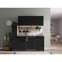 KÜCHENBLOCK 180 cm   in Schwarz  - Eichefarben/Alufarben, Basics, Holzwerkstoff/Kunststoff (180cm) - Respekta