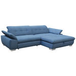 ECKSOFA Blau Chenille  - Chromfarben/Blau, Design, Textil/Metall (265/180cm) - Carryhome