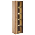 VITRINE  in furniert, massiv Balkeneiche Anthrazit, Eichefarben - Eichefarben/Anthrazit, Natur, Glas/Holz (52/190/37cm) - Linea Natura