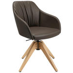 ARMLEHNSTUHL  in Echtleder pigmentiert  - Eichefarben/Braun, Design, Leder/Holz (58/82,5-85,2/60cm) - Johann Jakob