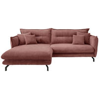 ECKSOFA in Cord Koralle  180/255 cm  - Koralle/Schwarz, MODERN, Textil/Metall (180/255cm) - Livetastic