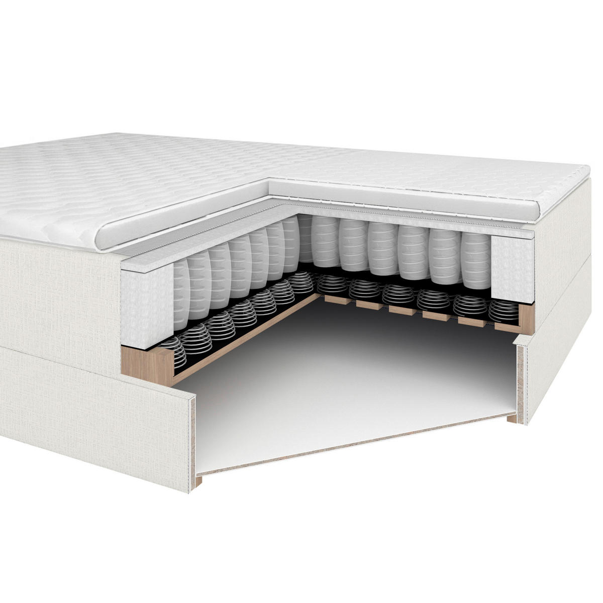 BOXSÄNG 180/200 cm  i cremefärgad  - svart/cremefärgad, Modern, trä/textil (180/200cm) - Visionight