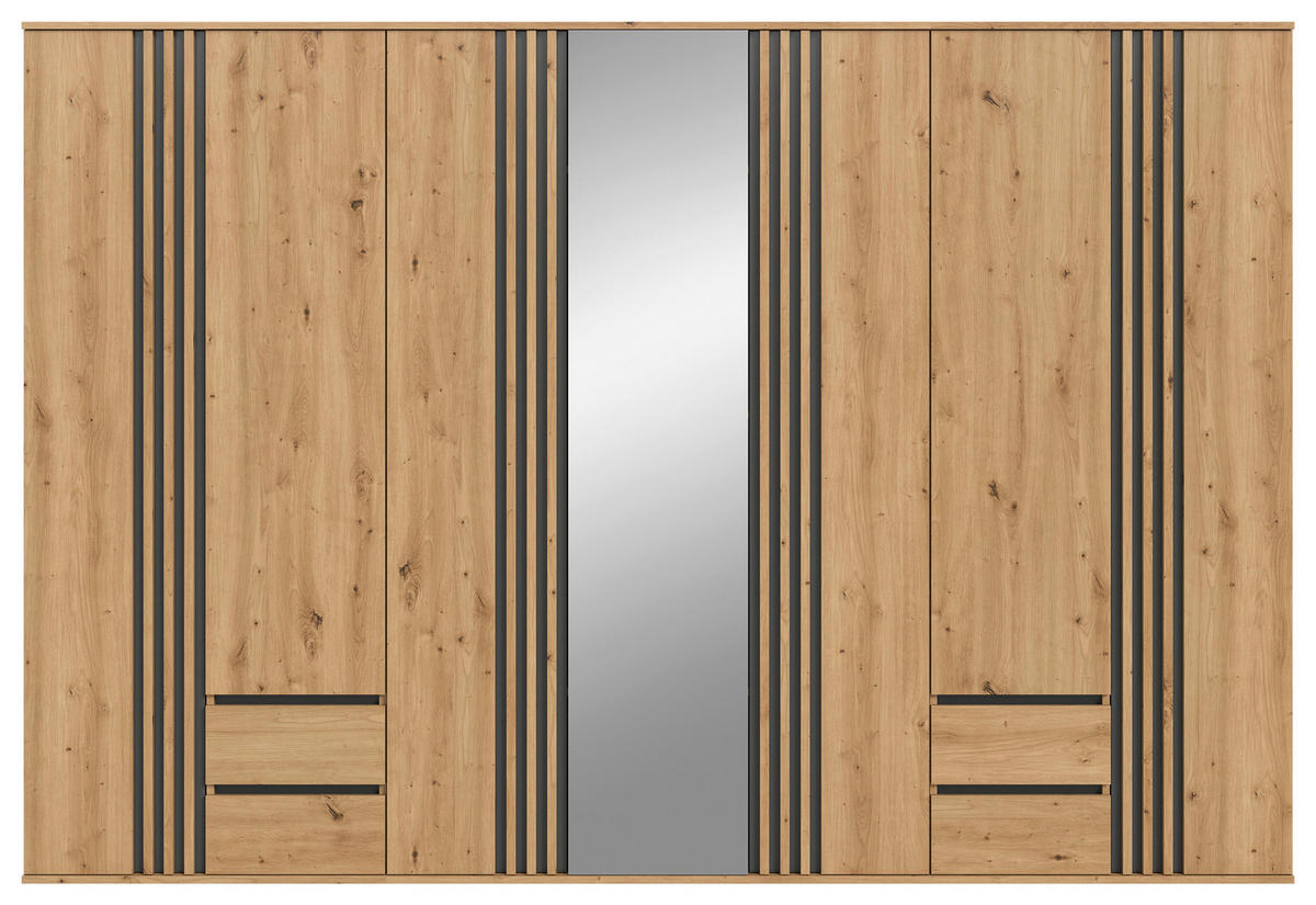 DREHTÜRENSCHRANK  in Anthrazit, Eiche Artisan  - Anthrazit/Eiche Artisan, ROMANTIK / LANDHAUS, Holzwerkstoff (280/192/56cm) - Livetastic