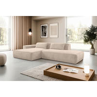 ECKSOFA BILLUND Sandfarben Cord Nierenkissen  - Sandfarben/Schwarz, KONVENTIONELL, Kunststoff/Textil (294/165cm) - Livetastic