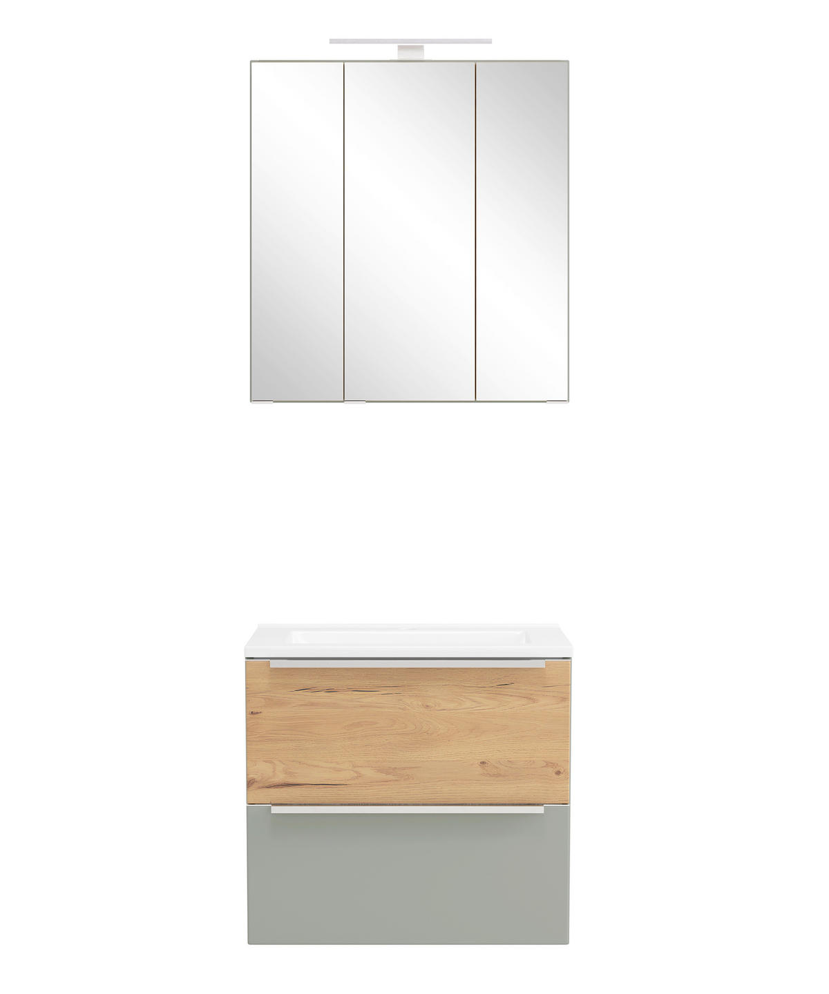 BADEZIMMER 2-teilig  in 60 cm  - Schilfgrün/Wildeiche, Trend, Glas/Holzwerkstoff (60cm) - Held