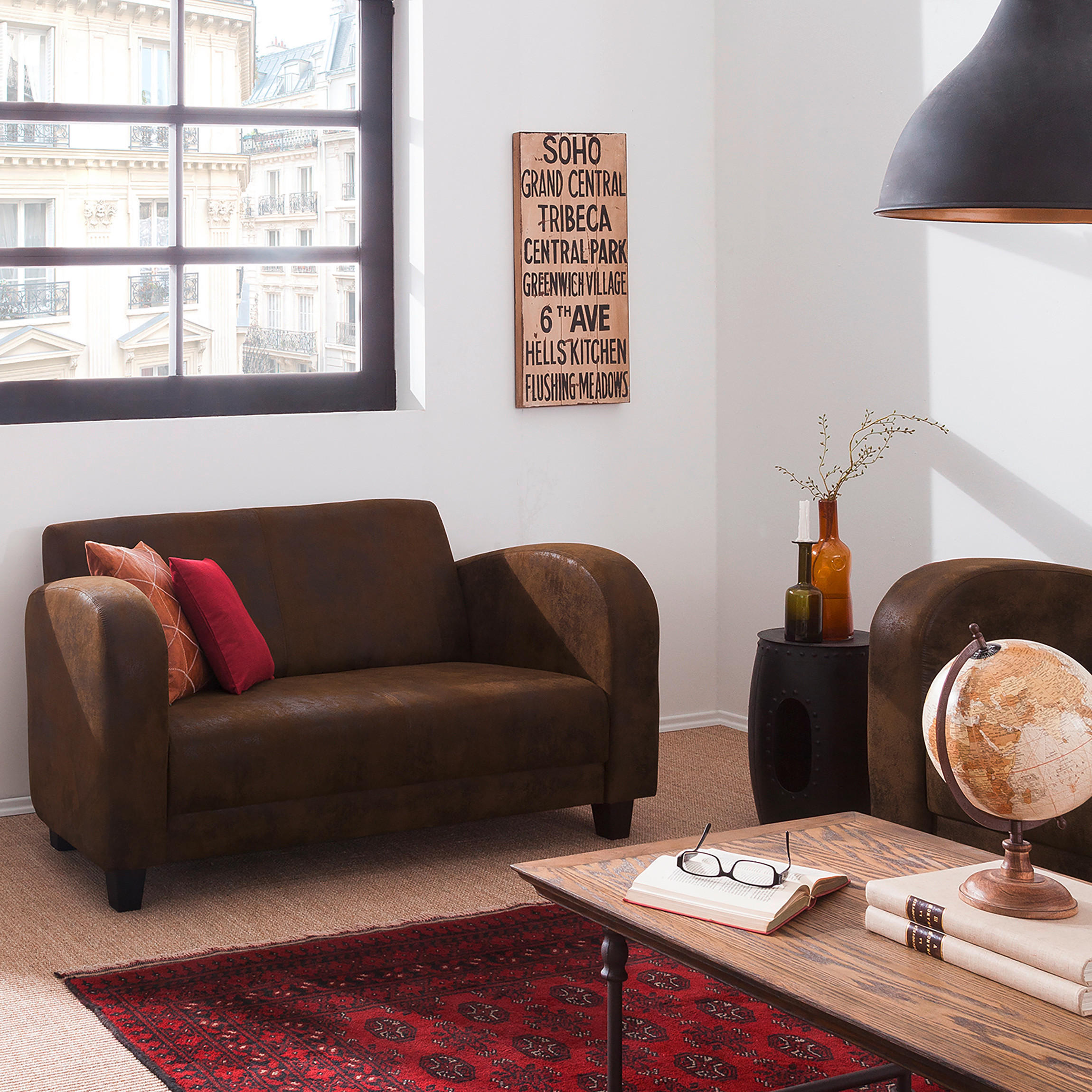 2-SITZER-SOFA Lederlook Braun  - Dunkelbraun/Braun, Design, Textil (152/80/89cm) - Livetastic