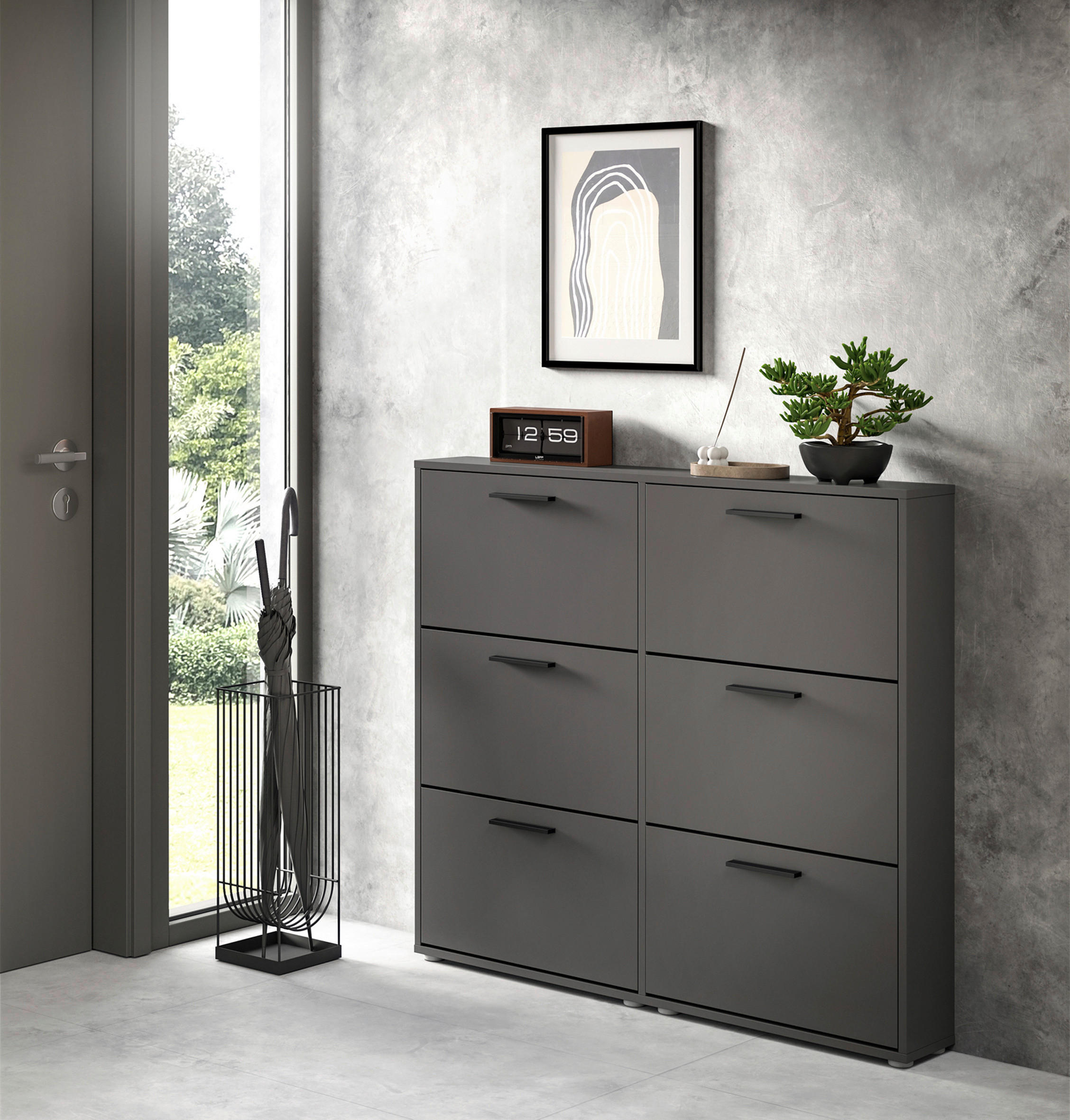 ORMARIĆ ZA OBUĆU  antracit  drvni materijal     - siva/crna, Design, drvni materijal/plastika (116/103/17cm) - Carryhome