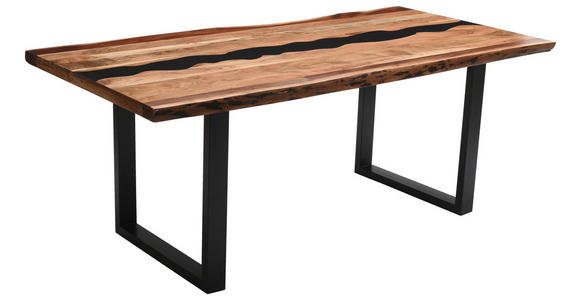 TISCHPLATTE in Holz, Naturmaterialien 180/90/5,5 cm - Schwarz/Akaziefarben, Design, Naturmaterialien/Holz (180/90/5,5cm) - Landscape