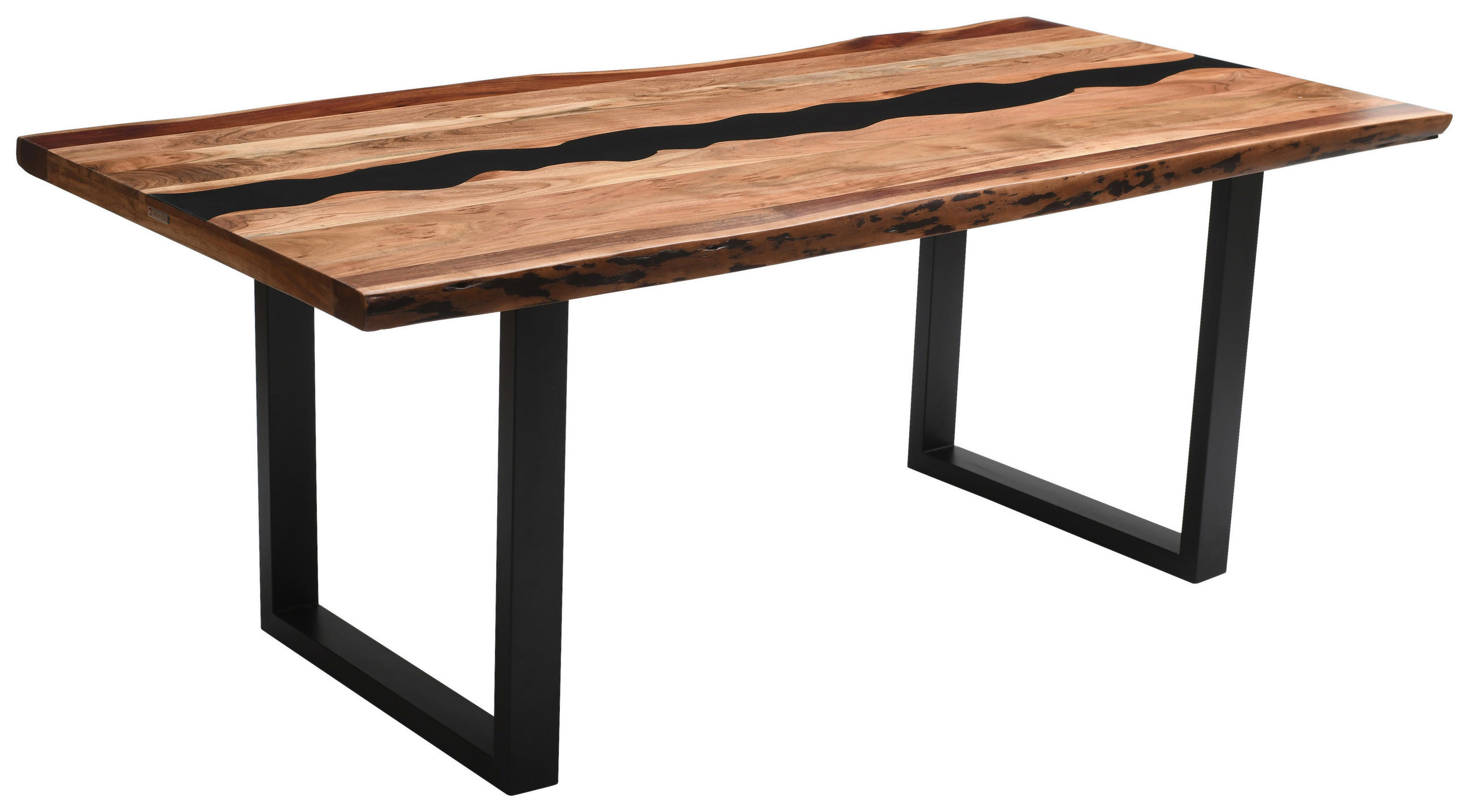 TISCHPLATTE Akazie massiv Schwarz, Akaziefarben  - Schwarz/Akaziefarben, Design, Naturmaterialien/Holz (180/90/5,5cm) - Landscape