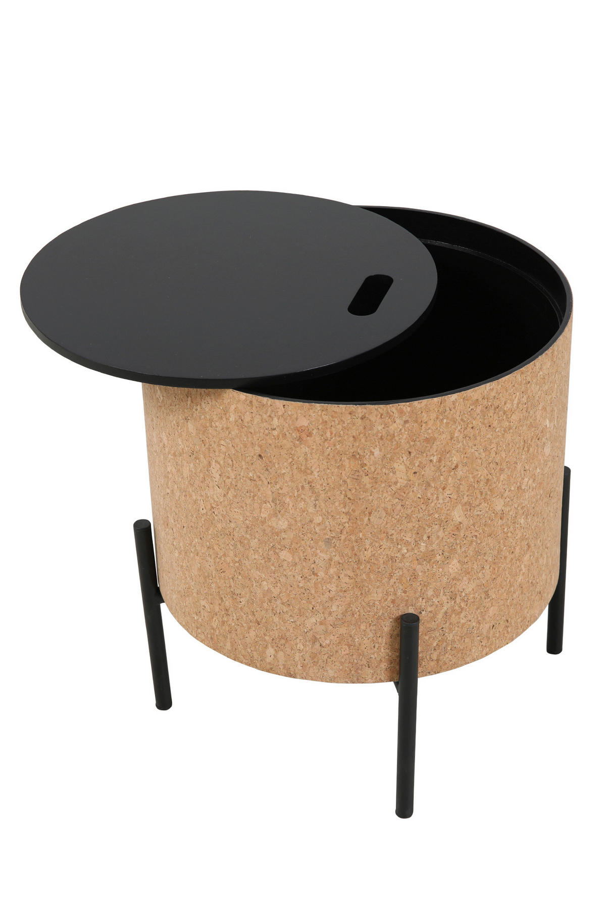 COUCHTISCHSET Kork 63-41,5/63-41,5/48,5-36,5 cm rund Naturfarben, Schwarz  - Schwarz/Naturfarben, Design, Holz/Holzwerkstoff (63-41,5/63-41,5/48,5-36,5cm) - Livetastic