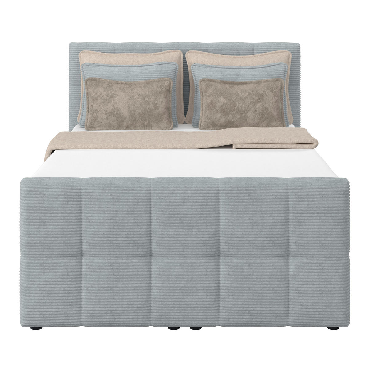 BOXSPRINGBETT 140/200 cm,  in Silberfarben, gepolstertes Kopfteil, Bettkasten, Topper, Matratzen, H3 + H3 = fest  - Silberfarben, KONVENTIONELL, Holz/Holzwerkstoff (140/200cm)