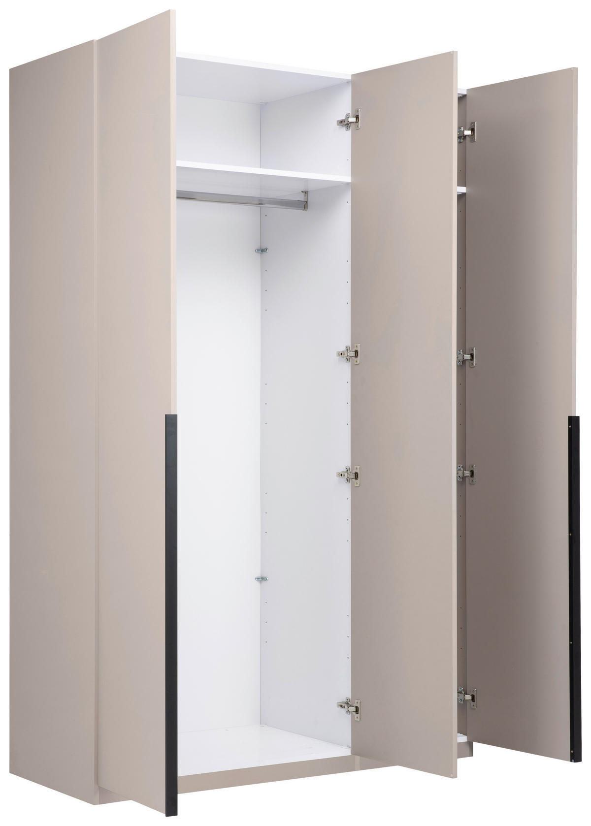 DREHTÜRENSCHRANK  in Kaschmir  - Kaschmir/Schwarz, MODERN, Holzwerkstoff/Metall (134/211/55cm) - MID.YOU
