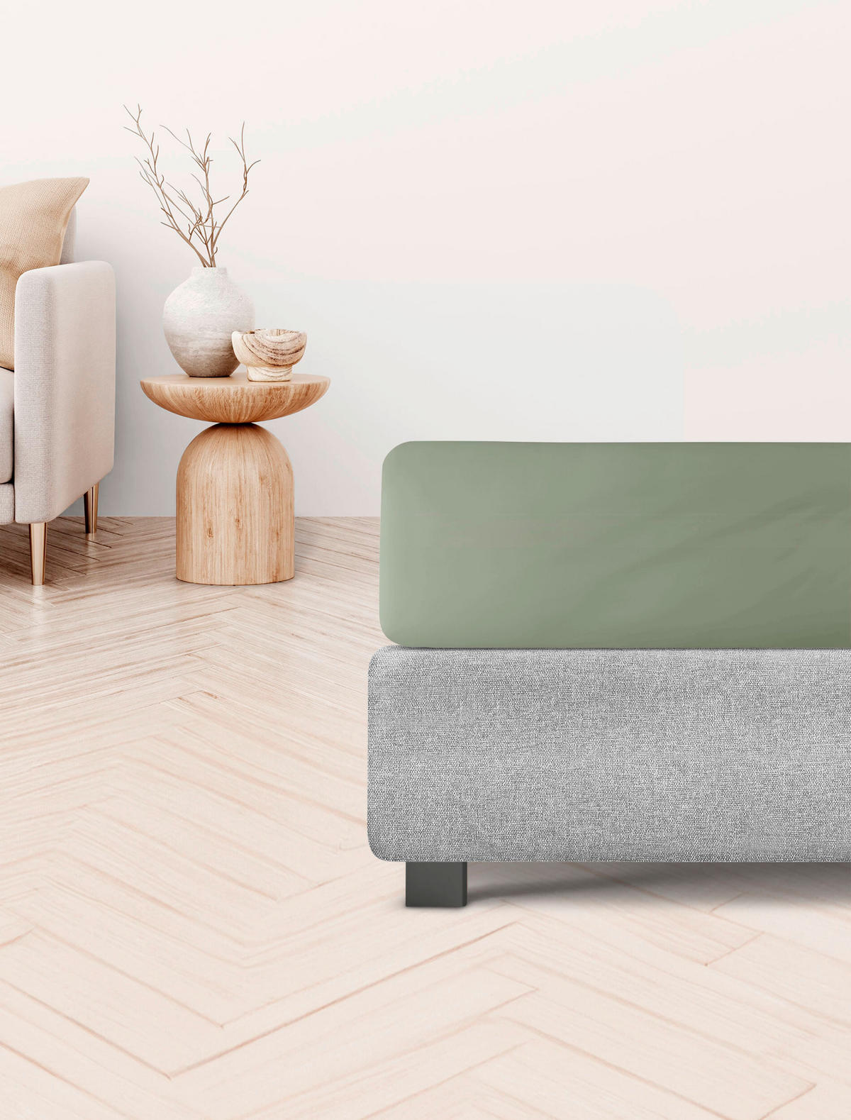 SPANNBETTTUCH Jersey  - Grün, KONVENTIONELL, Textil (90-100/200cm) - Irisette