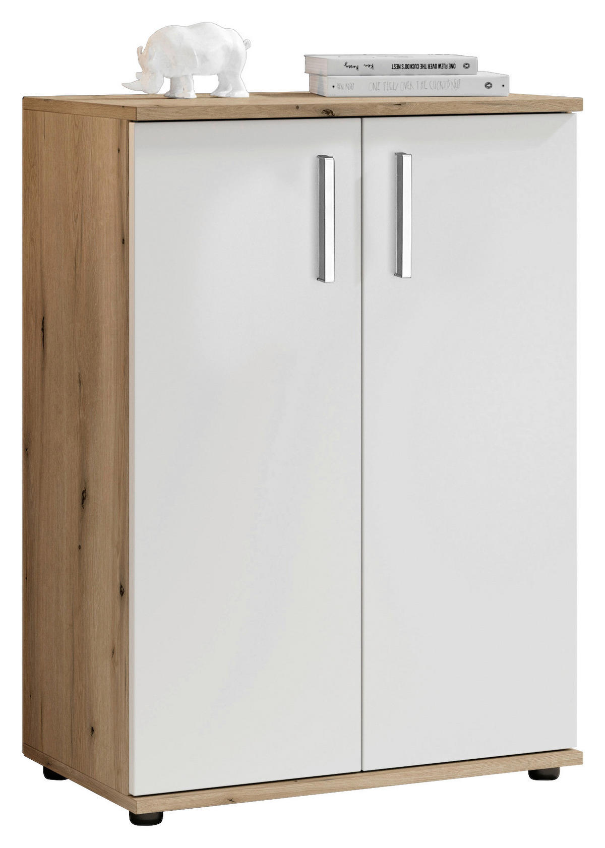 Kommode Basel 60/84/35 cm  in Weiss, Eichefarben  - Weiss/Eichefarben, Design, Holzwerkstoff/Kunststoff (60/84/35cm) - MID.YOU