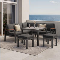 LOUNGEGARNITUR 4-teilig  193/193 cm  Aluminium  - Anthrazit/Schwarz, MODERN, Keramik/Textil (193/193cm) - Beldano