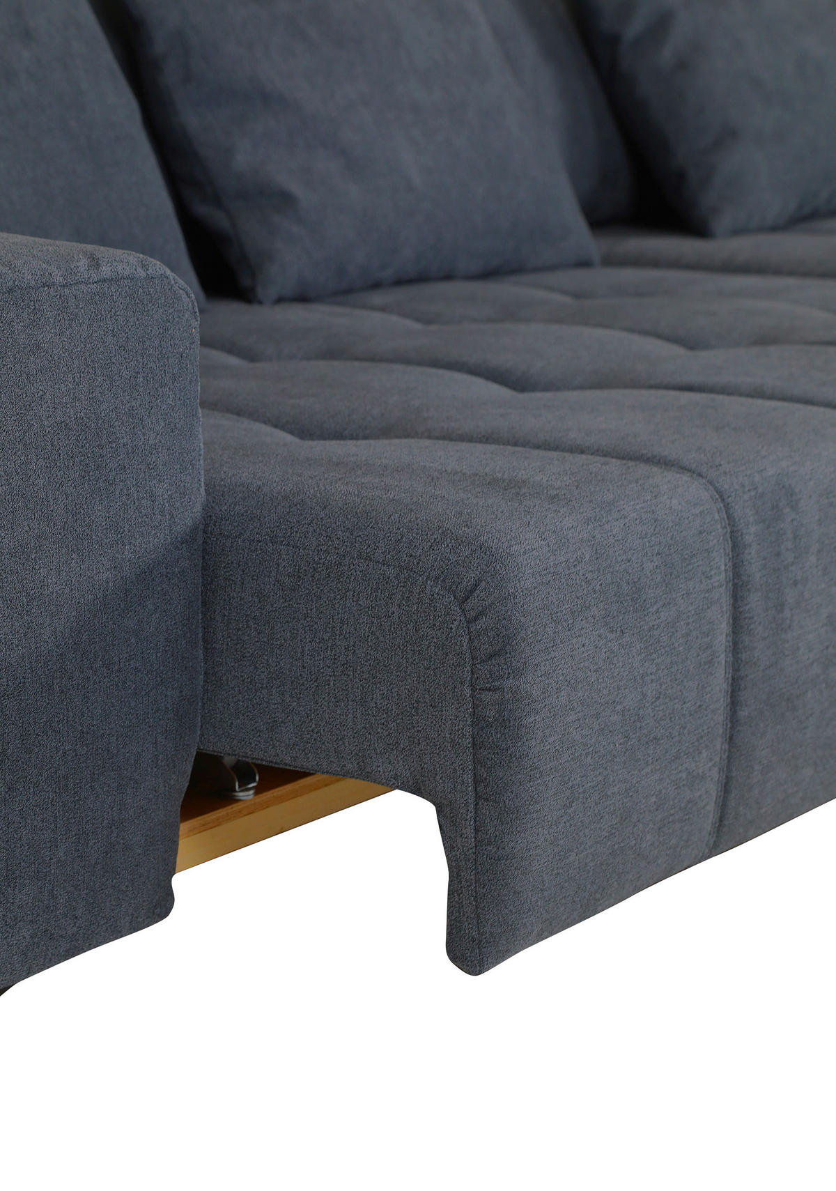 ECKSOFA in Flachgewebe Dunkelgrau  - Dunkelgrau/Schwarz, Konventionell, Textil/Metall (205/300cm) - MID.YOU
