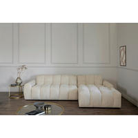ECKSOFA RELAX BUBBLE CORNER L-R EU Beige Bouclé  - Beige/Schwarz, MODERN, Holz/Kunststoff (305/159cm) - Livetastic