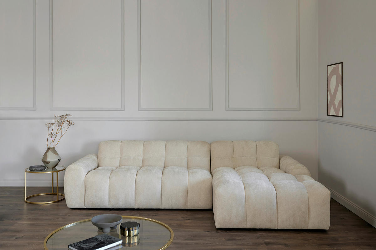 ECKSOFA RELAX BUBBLE CORNER L-R EU Beige Bouclé  - Beige/Schwarz, MODERN, Holz/Kunststoff (305/159cm) - Livetastic