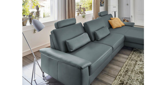 ECKSOFA in Echtleder Blaugrau 334/176 cm - Blaugrau/Schwarz, Design, Leder/Metall (334/176cm) - Dieter Knoll