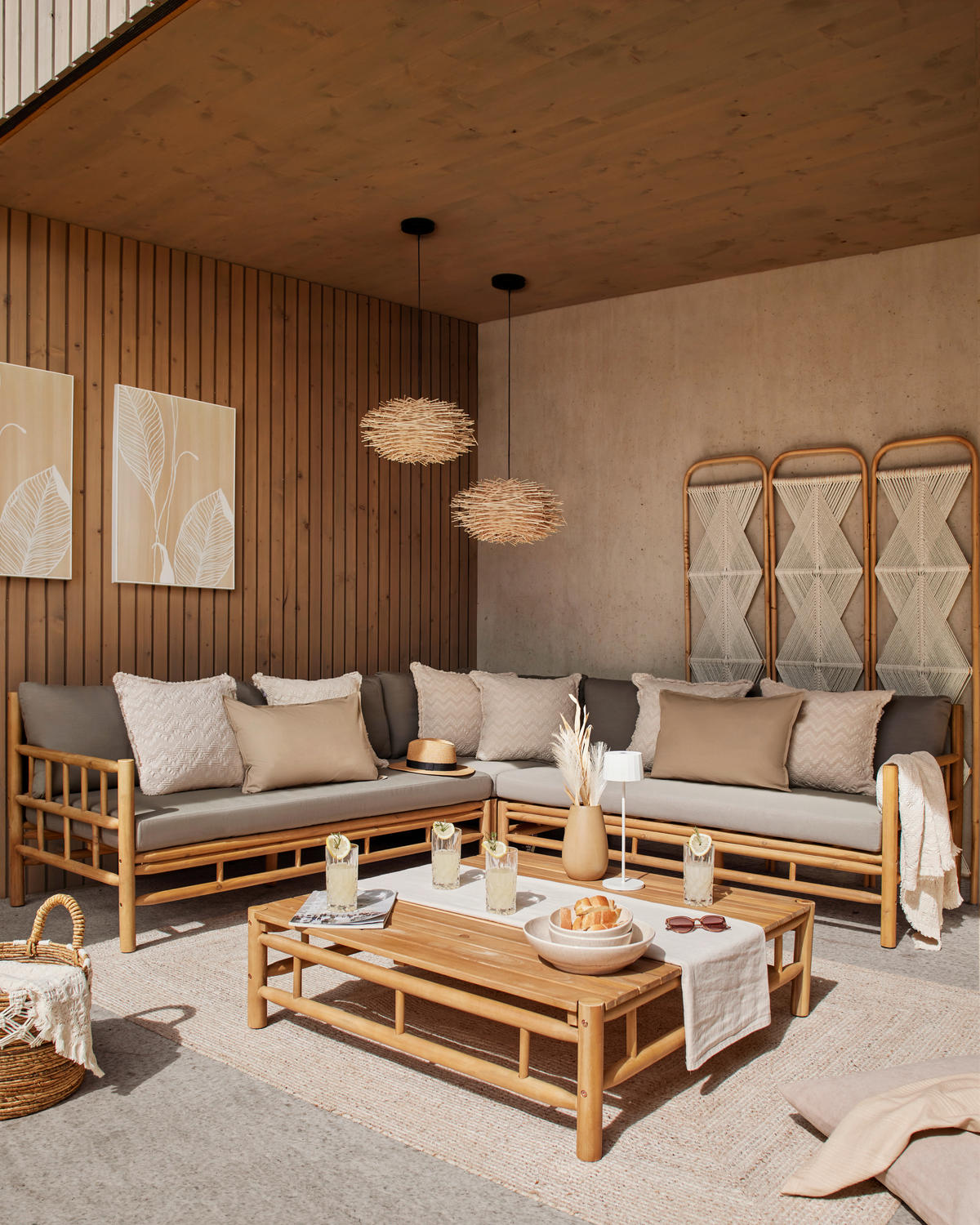 LOUNGEGARNITUR 231,5/231,5 cm Akazie Hartholz  - Taupe/Teakfarben, Natur, Holz/Textil (231,5/231,5cm) - Ambia Garden