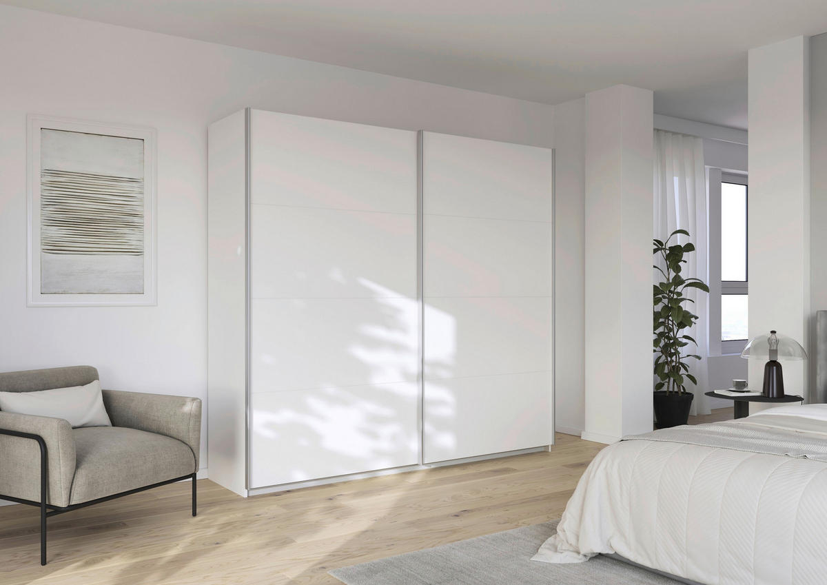 SCHWEBETÜRENSCHRANK 226/210/62 cm 2 Tür(en)-türig Weiß  - Alufarben/Weiß, KONVENTIONELL, Holzwerkstoff/Kunststoff (226/210/62cm) - home24