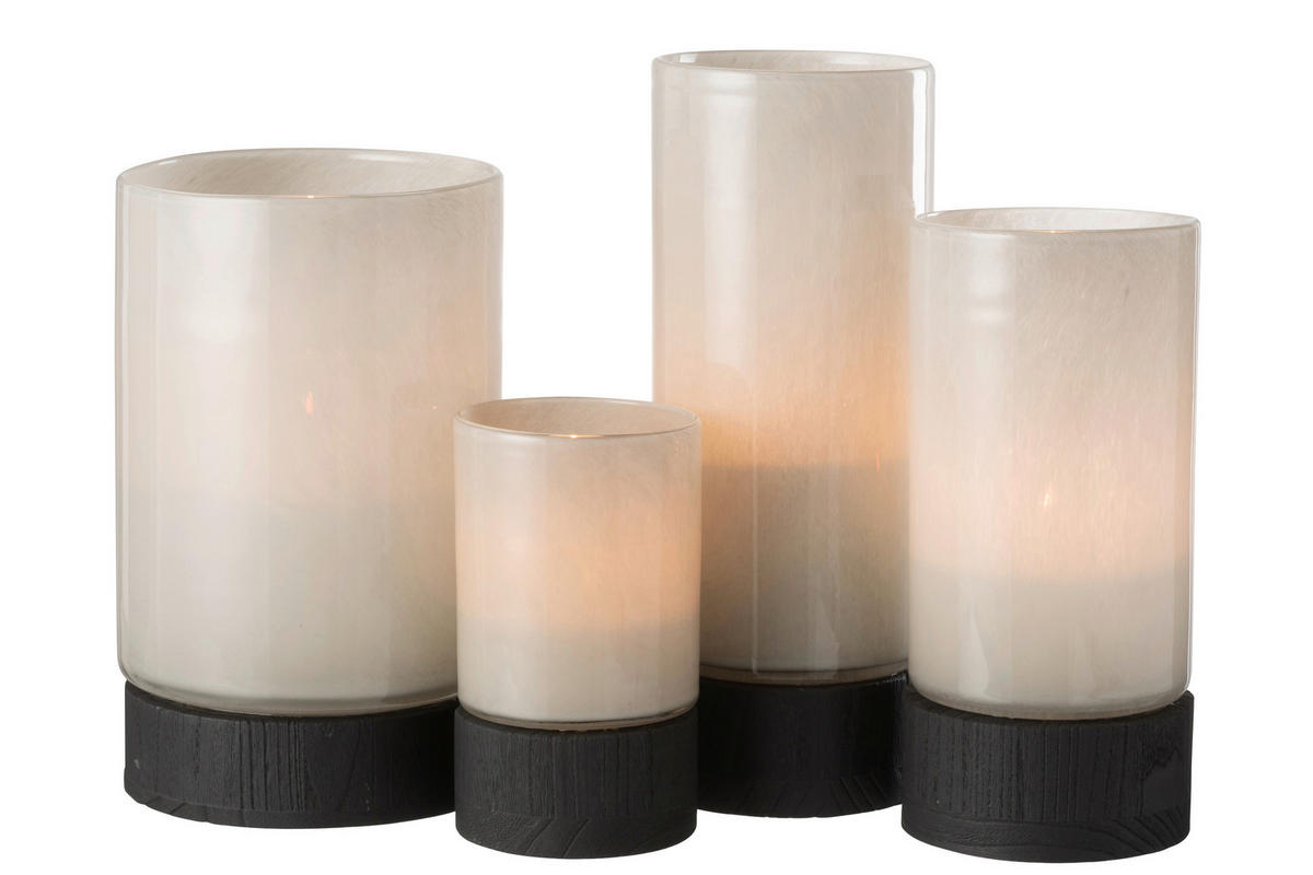 TEELICHTHALTER - Schwarz/Grau, Design, Glas/Holz (14,5/14,5/36,5cm) - Ambia Home