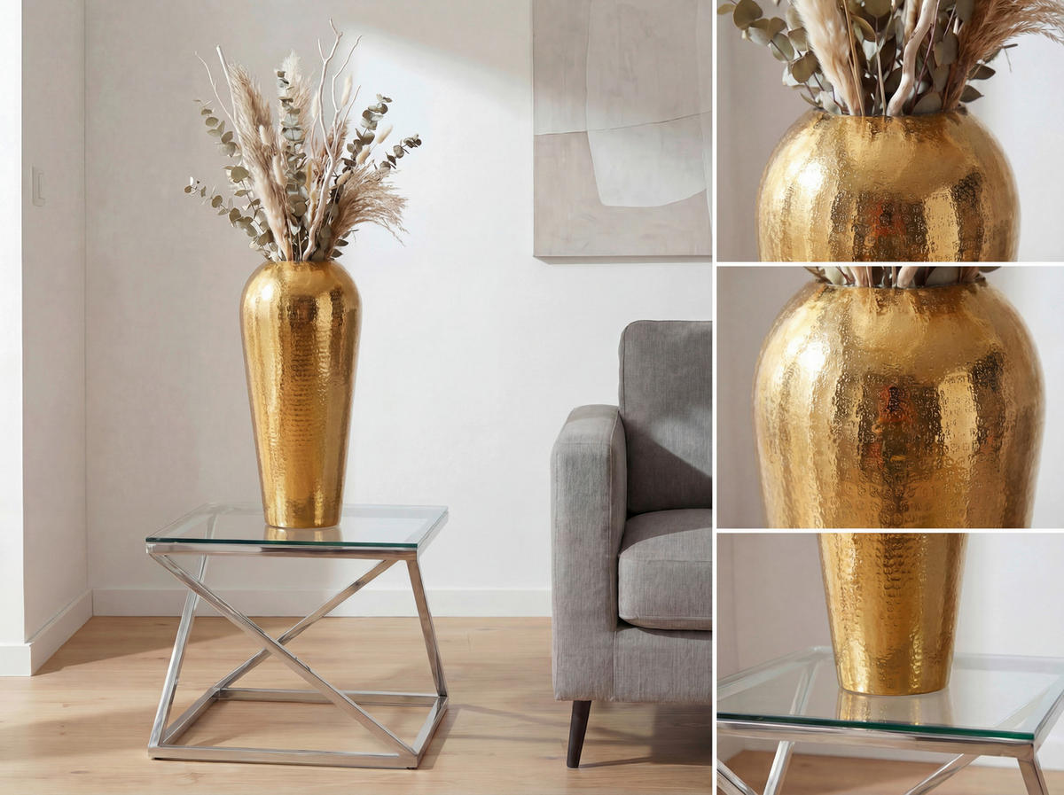 DEKOVASE  - Goldfarben, Design, Metall (23/23/50cm) - Livetastic