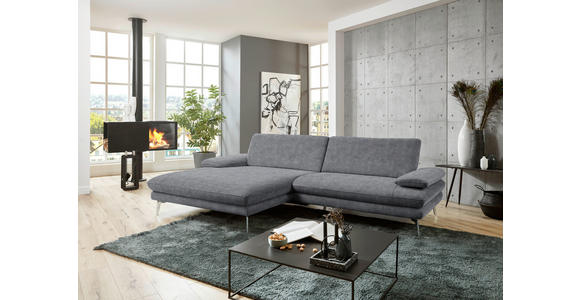 ECKSOFA in Velours Silberfarben 184/284 cm - Silberfarben/Schwarz, Design, Textil/Metall (184/284cm) - Dieter Knoll