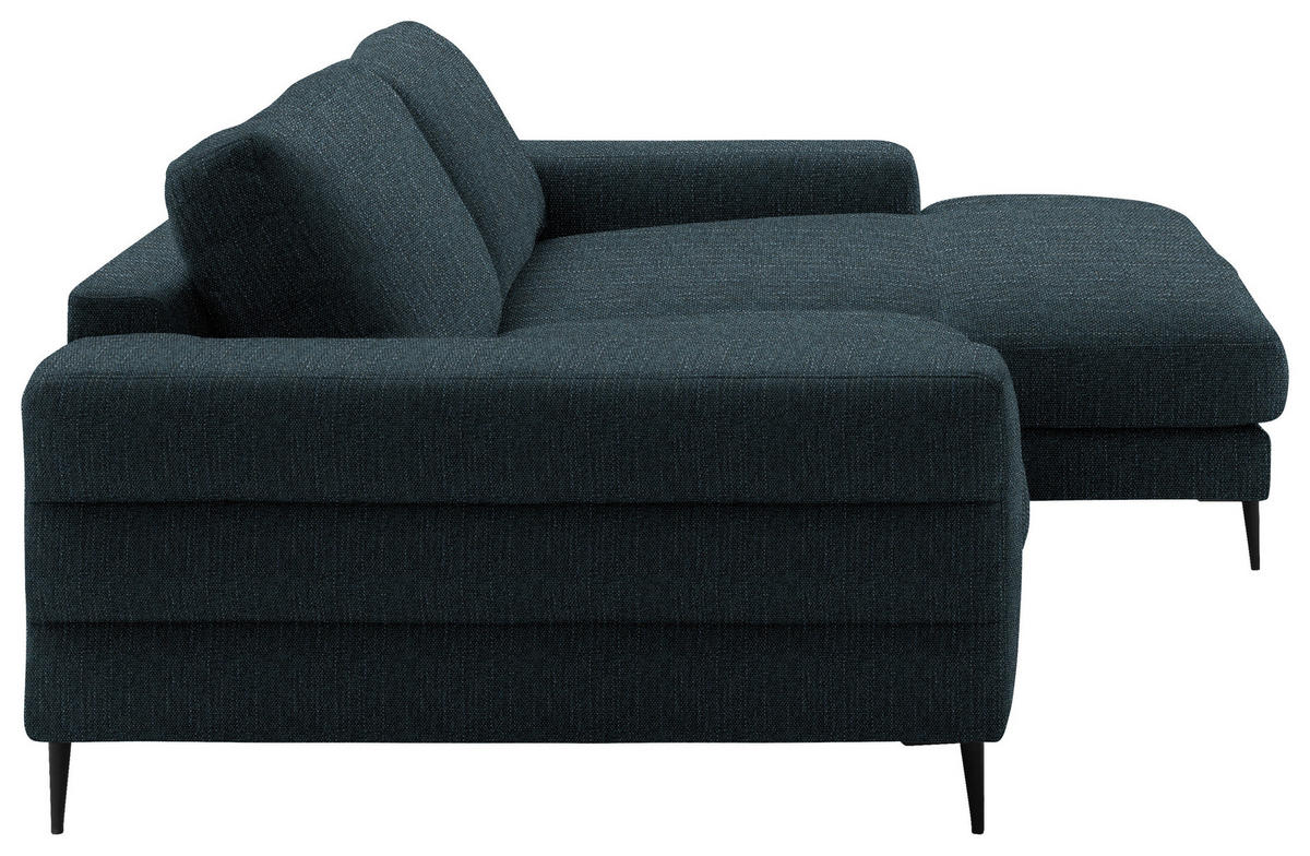 ECKSOFA in Flachgewebe Petrol  - Petrol/Schwarz, Design, Textil/Metall (253/177cm) - Dieter Knoll