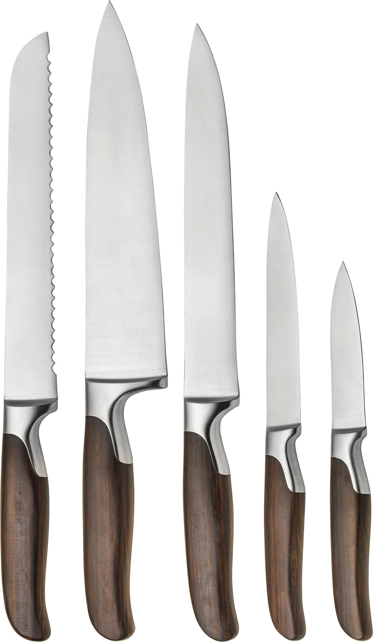 MESSERBLOCK 6-teilig  - Edelstahlfarben/Eschefarben, Basics, Holz/Metall - Homeware Profession.