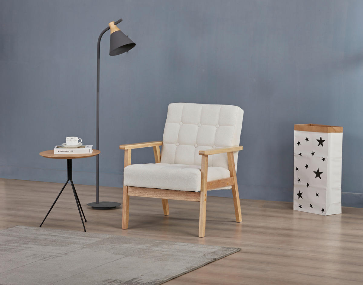KŘESLO, textil, bílá - bílá/přírodní barvy, Trend, dřevo/textil (64/77,5/67cm) - P & B