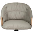 ARMLEHNSTUHL  Sitzfläche 360° drehbar, automatische Rückholfunktion  Echtleder  - Beige/Schwarz, Design, Leder/Holz (61/84/62cm) - Valnatura