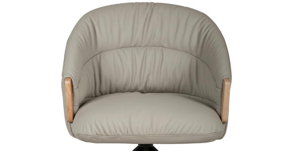 ARMLEHNSTUHL  Sitzfläche 360° drehbar, automatische Rückholfunktion  Echtleder  - Beige/Schwarz, Design, Leder/Holz (61/84/62cm) - Valnatura