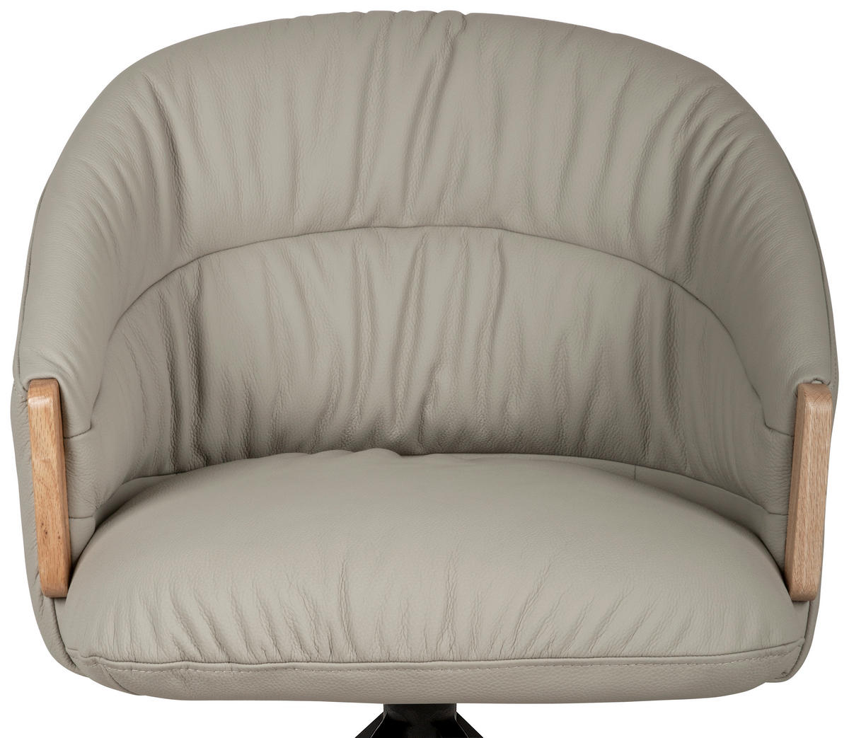 ARMLEHNSTUHL  Sitzfläche 360° drehbar, automatische Rückholfunktion  Echtleder  - Beige/Schwarz, Design, Leder/Holz (61/84/62cm) - Valnatura