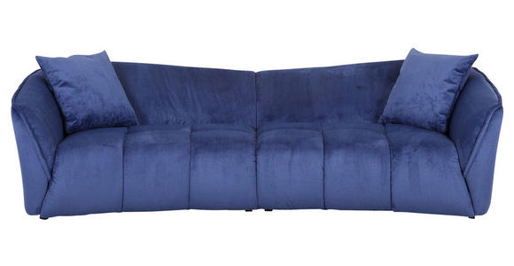 BIGSOFA Plüsch Blau  - Blau/Schwarz, KONVENTIONELL, Kunststoff/Textil (250/75/107cm) - Carryhome