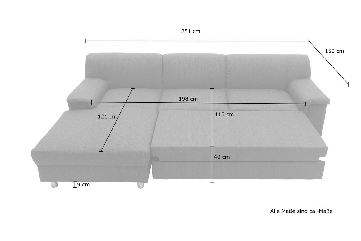ECKSOFA Beige Webstoff  - Chromfarben/Beige, KONVENTIONELL, Textil/Metall (150/252cm) - MID.YOU