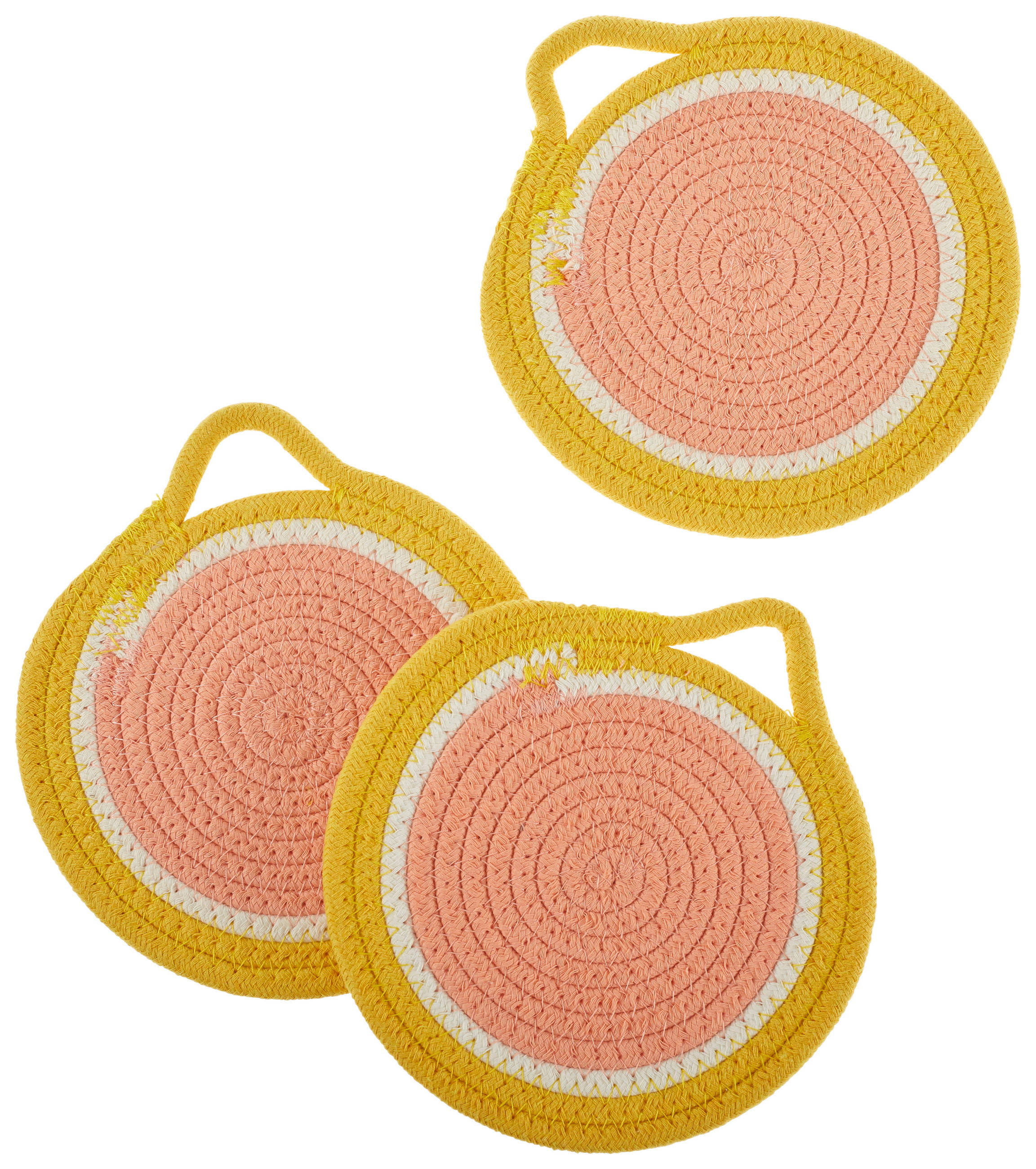 UNTERSETZERSET Textil Linon Senfgelb, Lachsfarben 18 cm  - Senfgelb/Lachsfarben, Design, Textil (18cm) - Esposa
