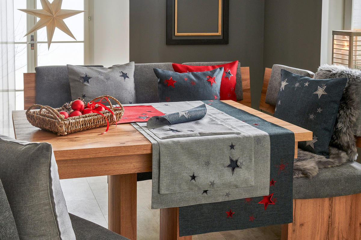 DEKORAČNÝ VANKÚŠ 50/50 cm - sivá/antracitová, Konventionell, textil (50/50cm) - X-Mas